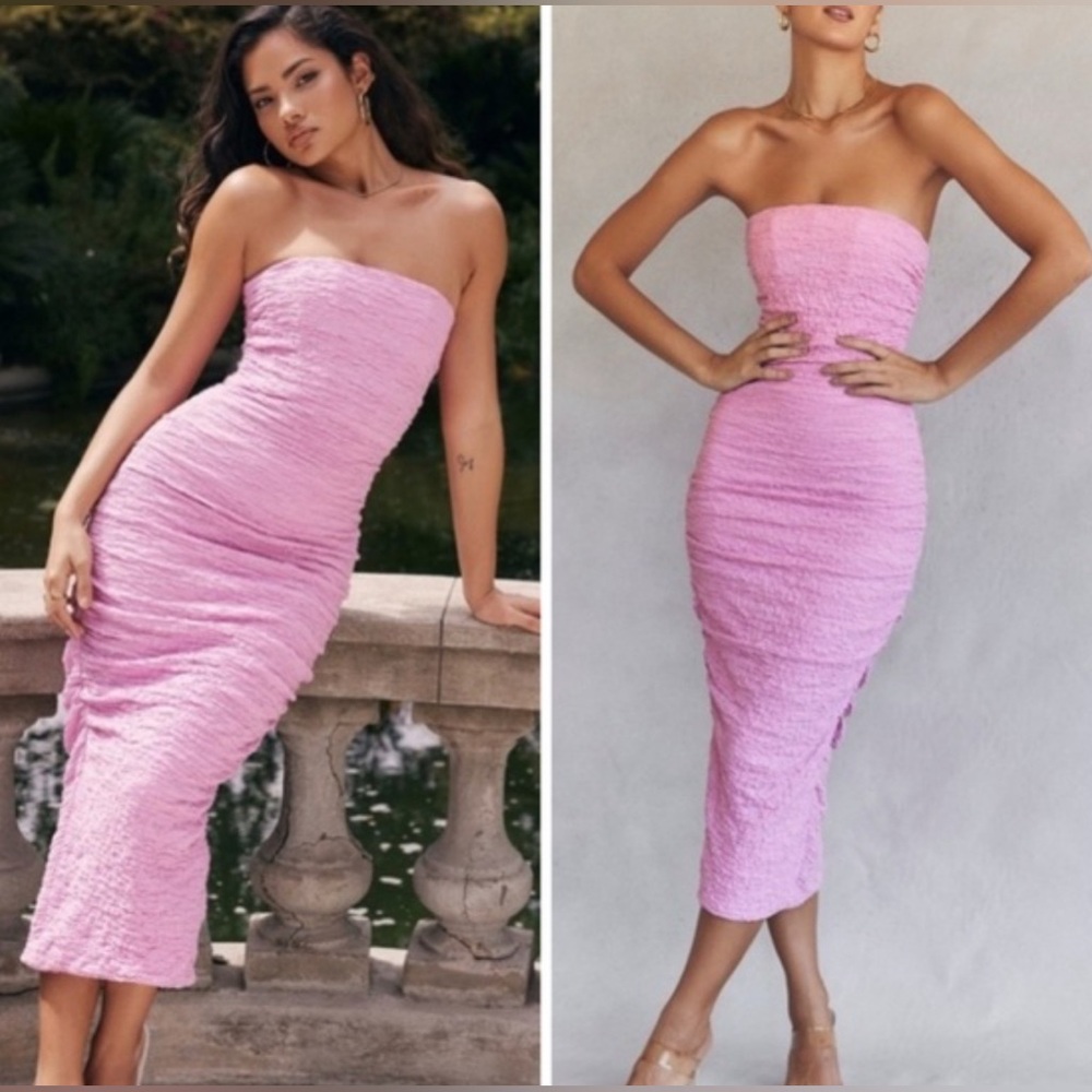 House Of CB Pink Corset Midi Dress Size Small Zip Up - Picture 9 of 16
